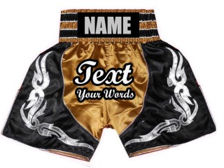 Shorts de boxeo personalizados : KNBSH-024-Oro-Negro