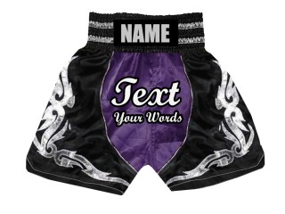Shorts de boxeo personalizados : KNBSH-024-Púrpura-Negro
