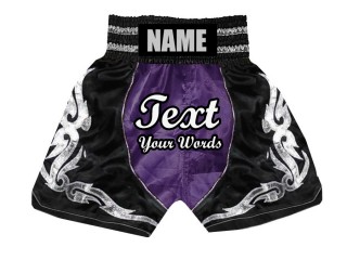 Shorts de boxeo personalizados : KNBSH-024-Púrpura-Negro