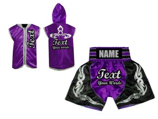 Ropa boxeo personalizada - Sudaderas con capucha + Pantalones Boxeo : Púrpura