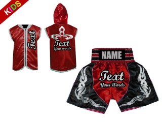 Personalizados - Capucha de Boxeo + Pantalones Boxeo de Niños : Rojo