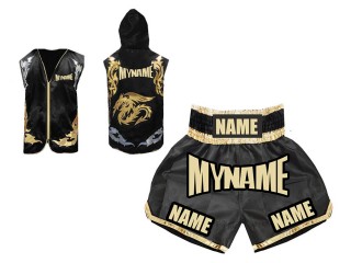 Ropa boxeo personalizada - Sudaderas con capucha + Pantalones Boxeo : Negro