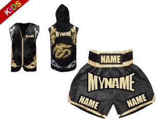 Personalizados - Capucha de Boxeo + Pantalones Boxeo de Niños : Negro