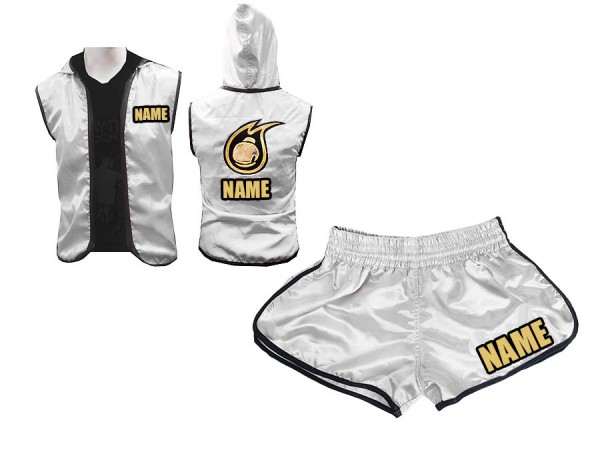 Kanong Sudaderas con capucha + Pantalones Boxeo para Mujer : Plata |  Boxeothai.com
