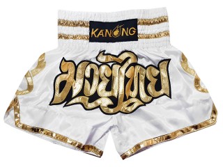 Pantalones Muay Thai Kanong : KNS-121-Blanco-K