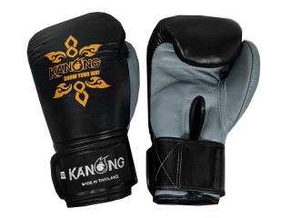 Guantes de Boxeo de Piel Kanong : Negro/Gris