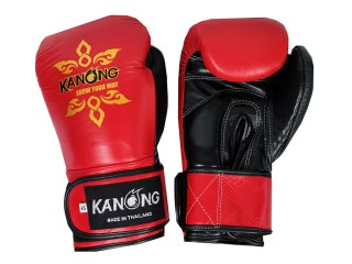 Guantes de Boxeo de Piel Kanong : Rojo/Negro