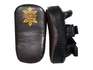 Paos Muay Thai curvo profesional Kanong : marrón/negro (piel de vaca)