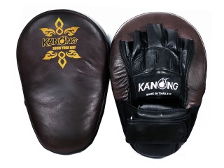 Manoplas de Boxeo / Mitts largos profesionales Kanong : Marrón/Negro (piel de vaca)
