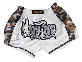 Short de  Muay Thai Retro Kanong : KNSRTO-231-Blanco