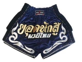 Pantalones Muay Thai Hombre Retro Boxsense : BXSRTO-027-Azul marino