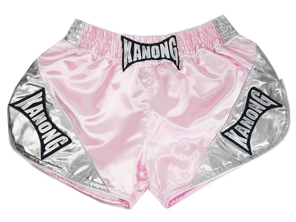 Pantalones Muay Thai Retro Kanong : KNSRTO-201-Rosado-Plata