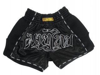 Pantalones Muay Thai Hombre Retro Kanong : KNSRTO-206-Negro