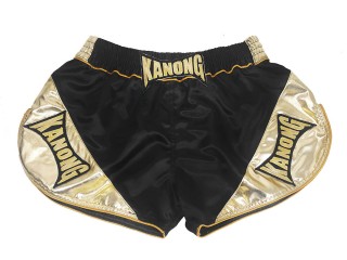 Pantalones Muay Thai Retro Kanong : KNSRTO-201-Negro-Oro
